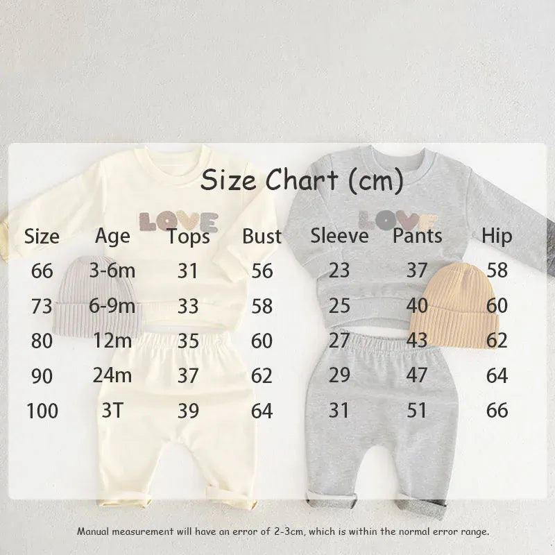 長袖セットアップ ベビーセットアップ 2点セット 長袖Tシャツ+ロングパンツ レターロゴ刺繍 2カラー【mh0007753】