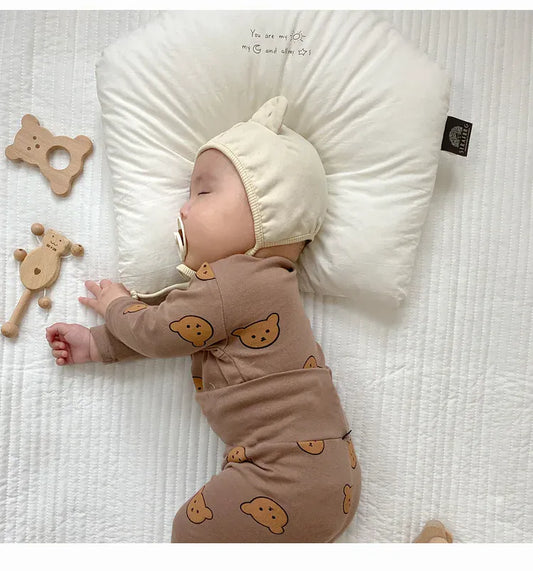 長袖パジャマ ベビーセットアップ 2点セット ベアくまプリント長袖Tシャツ+ハイウェストロングパンツ パジャマセット【mh0007900】