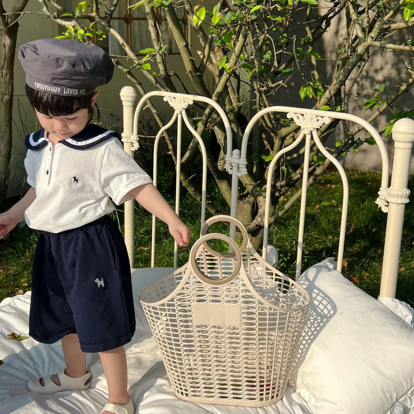 半袖ワンピース 2pc set / 12M/80cm キッズ マリン ネイビー ボーイズ セットアップ 半袖 トップス ショートパンツ ガールズ 半袖 ワンピース リンク 兄弟 姉妹 お揃い コーデ 5683C