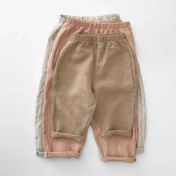 ロングパンツ・スウェットパンツ キッズパンツ コットンリネン ルーズパンツ シンプルベーシック 3カラー【mh0006286】