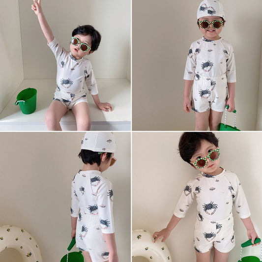 ベビー用水着 ボーイズ水着 7分丈セパレートスイムウェア ラッシュガード【mh0009301】