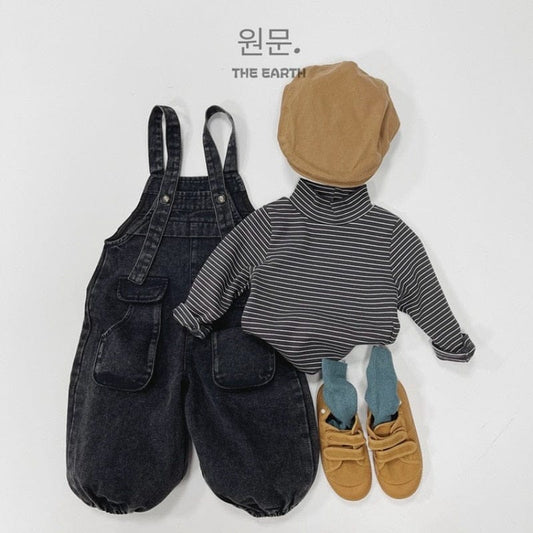 オーバーオール キッズ オーバーオール デニム サスペンダーパンツ サロペット ブラック ボーイズ 男の子 子供服 7829