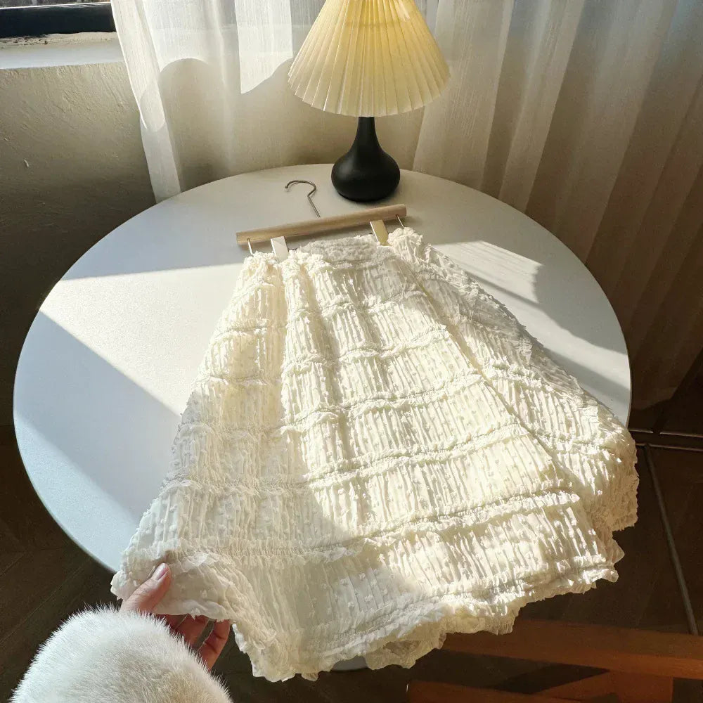 スカート キッズスカート フリルレース Aラインスカート ベージュ