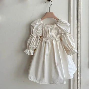 長袖ワンピース Apricot / 80cm 9-12M キッズワンピース 長袖バブルスリーブドレス リンク ママお揃いコーデ【mh0005405】
