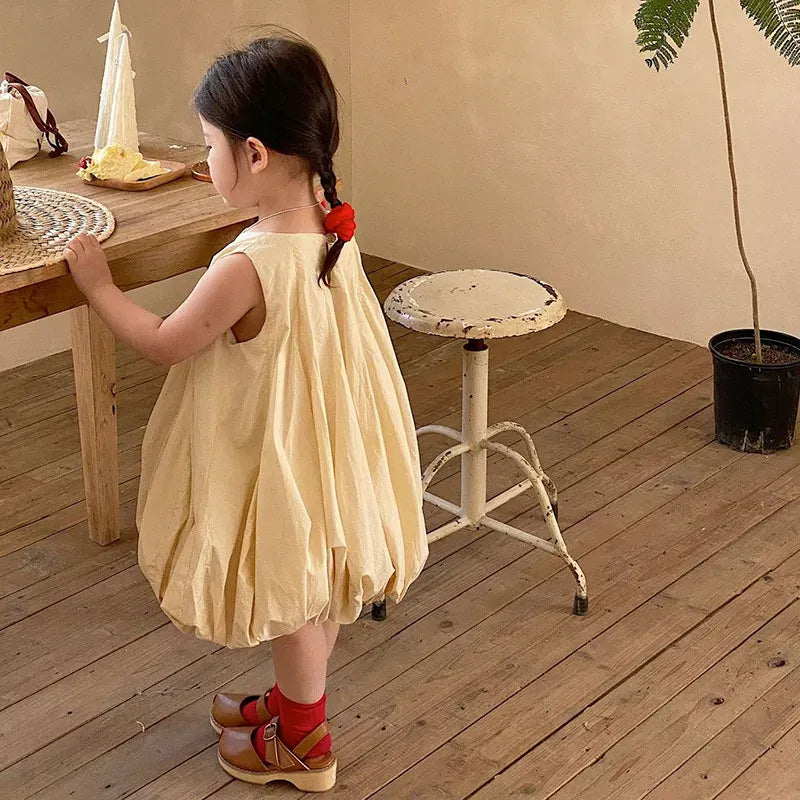 ノースリーブワンピース Apricot / 90cm キッズワンピース ノースリーブバルーンワンピース 4カラー【mh0005761】