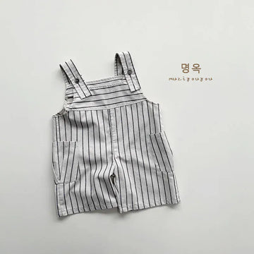 オーバーオール apricot gray / 12M 80cm キッズオーバーオール サロペット ワイドルーズ サスペンダーパンツ 無地/ストライプ