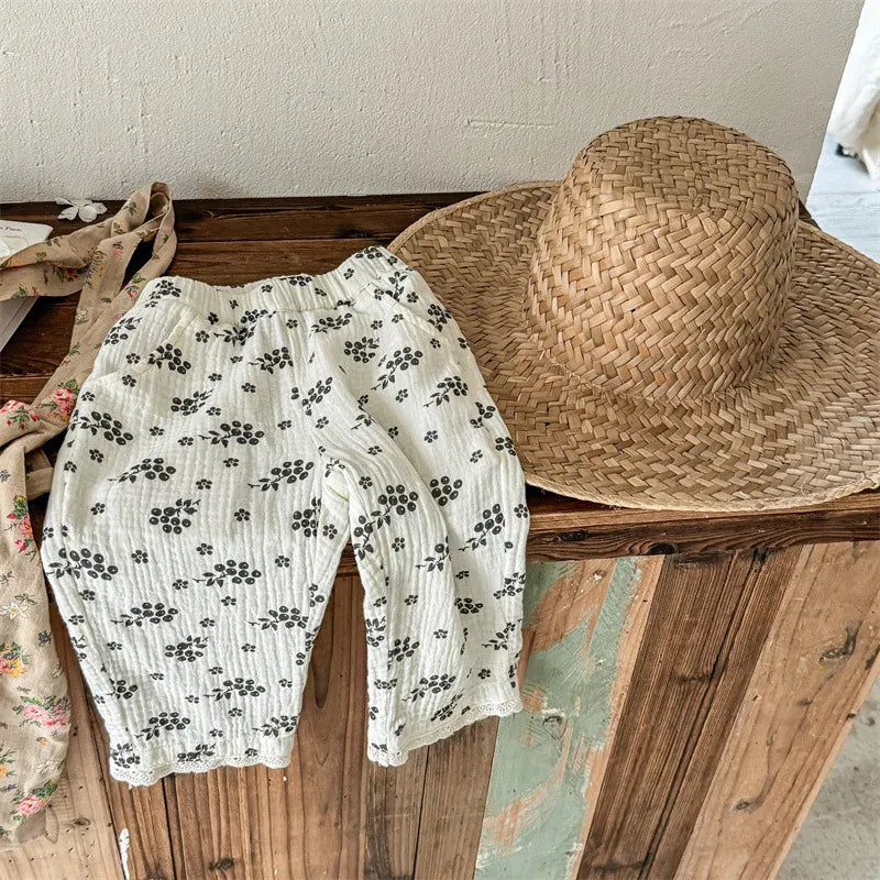 ロングパンツ・スウェットパンツ beige / 12M 80cm キッズパンツ サマールーズロングパンツ フラワー小花柄プリント 2カラー