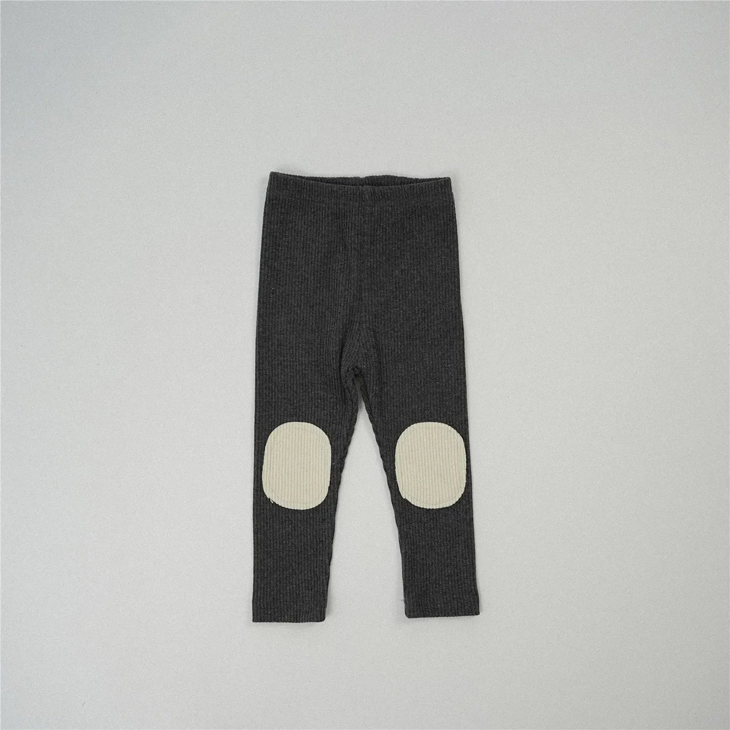 レギンスパンツ Beige / 12M 80CM キッズパンツ リブレギンスパンツ 膝パッチ 4カラー【mh0004422】
