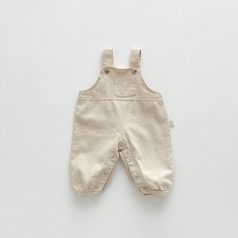 オーバーオール beige / 66cm ベビー シンプル ベーシック オーバーオール サスペンダーパンツ サロペット ロンパース ベージュ コーヒー ボーイズ