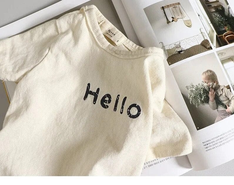 半袖ロンパース Beige / 66cm ベビー HELLO 半袖 ロンパース【mh0000562】