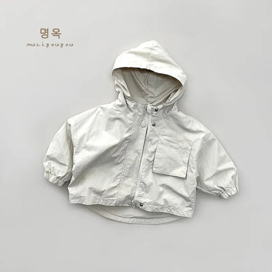 ショートコート・ジャケット・ジャンパー beige / 80cm 9-12m / 取り寄せ(7〜21日) キッズアウター フーディジャケット スプリングコート ジャンパー ジッパーコート 2カラー