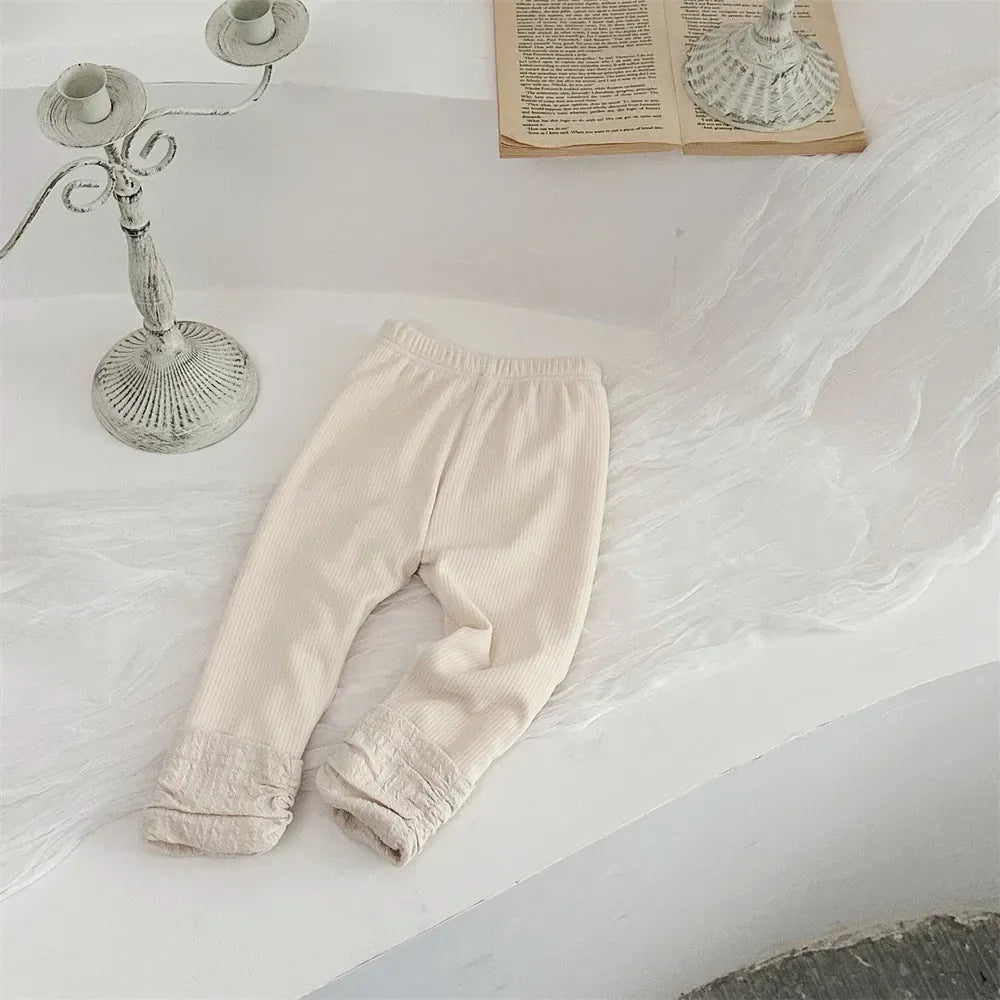 レギンスパンツ Beige / 9M 73CM ベビーパンツ くしゅくしゅレッグウォーマードッキング裏フリース厚手レギンスパンツ【mh0008089】