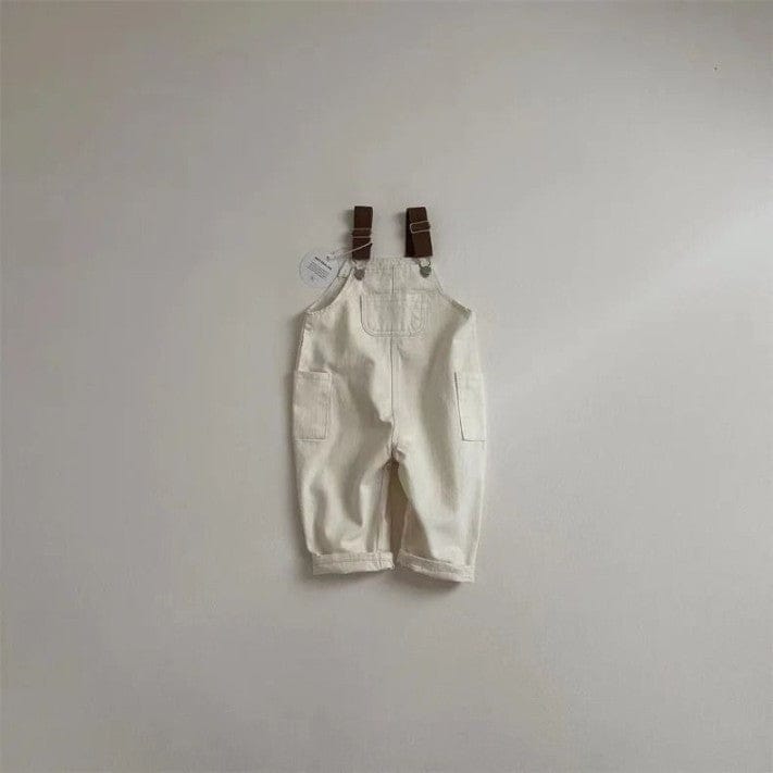 オーバーオール Beige White / 9M 73CM ベビーオーバーオール バイカラーサスペンダーロングパンツ【mh0008580】