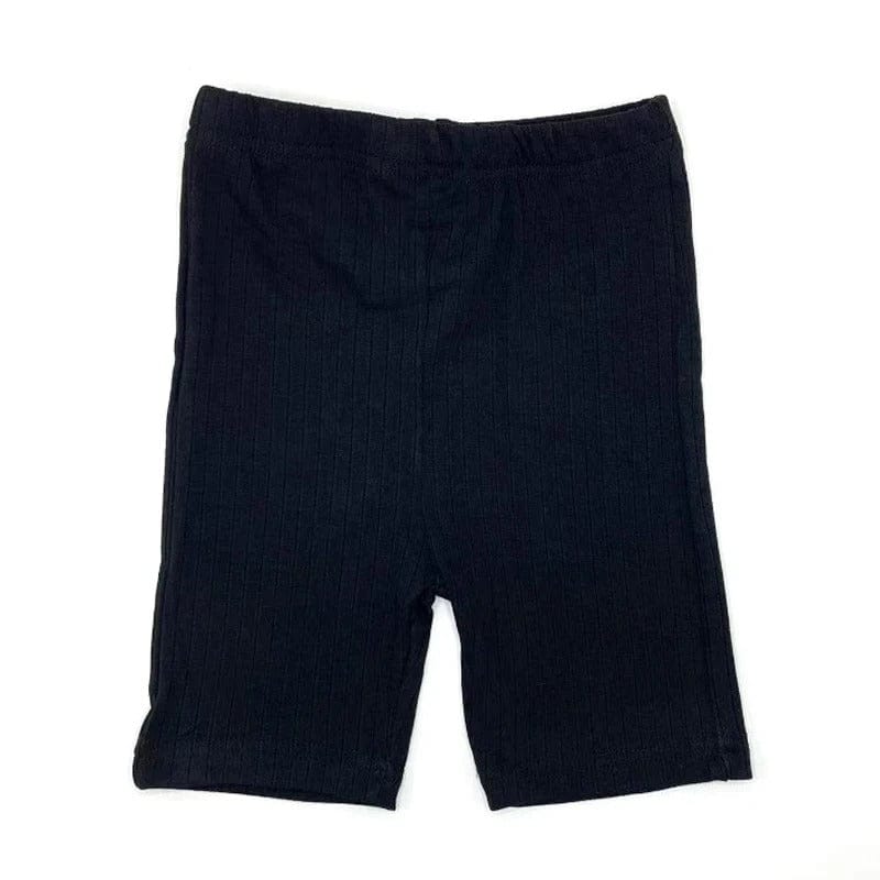 レギンスパンツ black / 12M 80cm キッズパンツ ショート ハーフレギンスパンツ ボーダー/無地