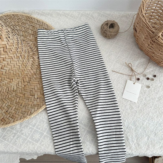 レギンスパンツ black striped / 80cm キッズ シンプル ベーシック レギンスパンツ ボーダー 無地 8カラー ユニセックス