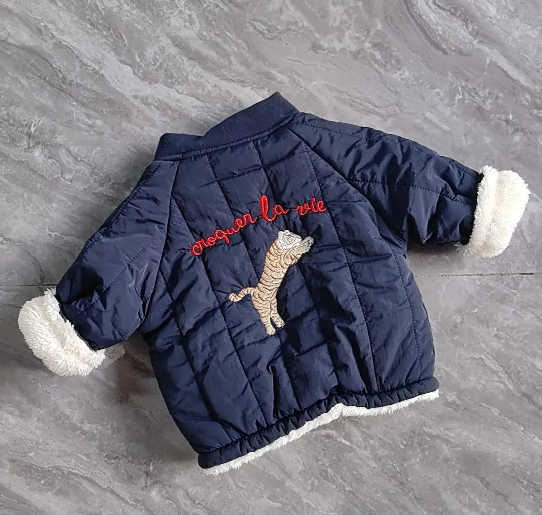 ショートコート・ジャケット・ジャンパー Blue / 12M 80CM キッズアウター バック刺繍キルティングブルゾンジャケット【mh0008446】