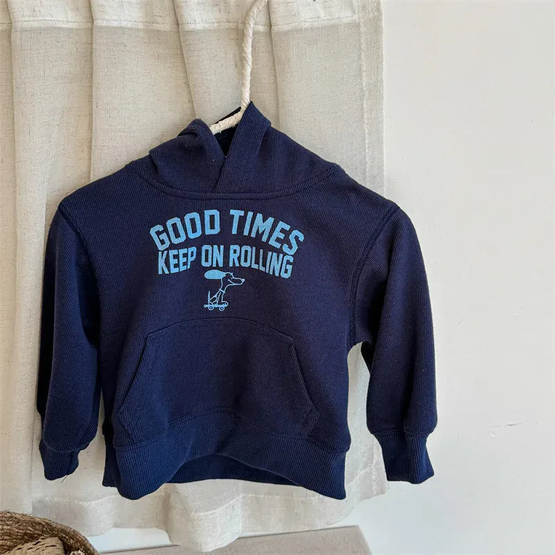 トレーナー・フーディ blue / 12M 80CM キッズトップス フーディスウェットシャツ パーカーTシャツ フード付きレターロゴプリント 2カラー