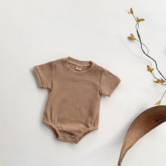 半袖ロンパース Brown / 66cm ベビー シンプル ベーシック 半袖 ロンパース ユニセックス【mh0002487】