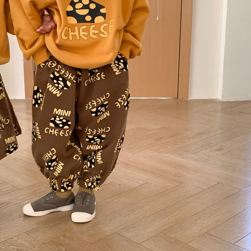 トレーナー・フーディ brown pant / 80cm / 取り寄せ(7〜21日) キッズ チーズ プリント 長袖 スウェット トレーナー スカート パンツ リンク 兄弟 姉妹 お揃い コーデ