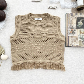 ベスト Camel / 80cm ベビー キッズ レース ニット フリル ベスト セーター トップス