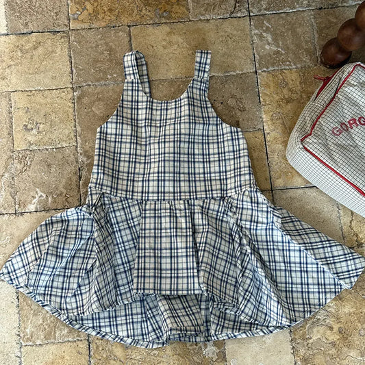 タンクトップ・キャミソール・ノースリーブトップス Check / 90cm チェック柄キャミソール 裾フリルフレアトップス【mh0011058】