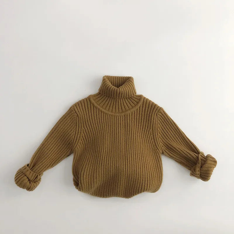 ニット・セーター coffee / 80cm キッズトップス リブニットタートルネックセーター シンプルベーシック