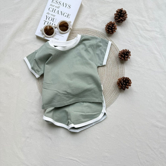 半袖セットアップ comfortable sports short-sleeved shorts suit【mh0009524】