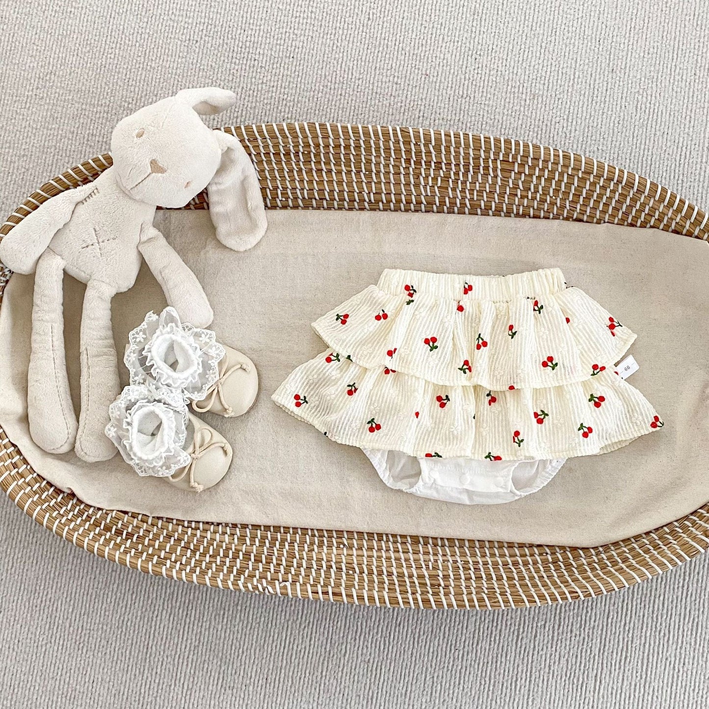 ノースリーブセットアップ Culottes / 66cm チェリーワンポイントキャミソール/さくらんぼフリルブルマパンツ【mh0009703】