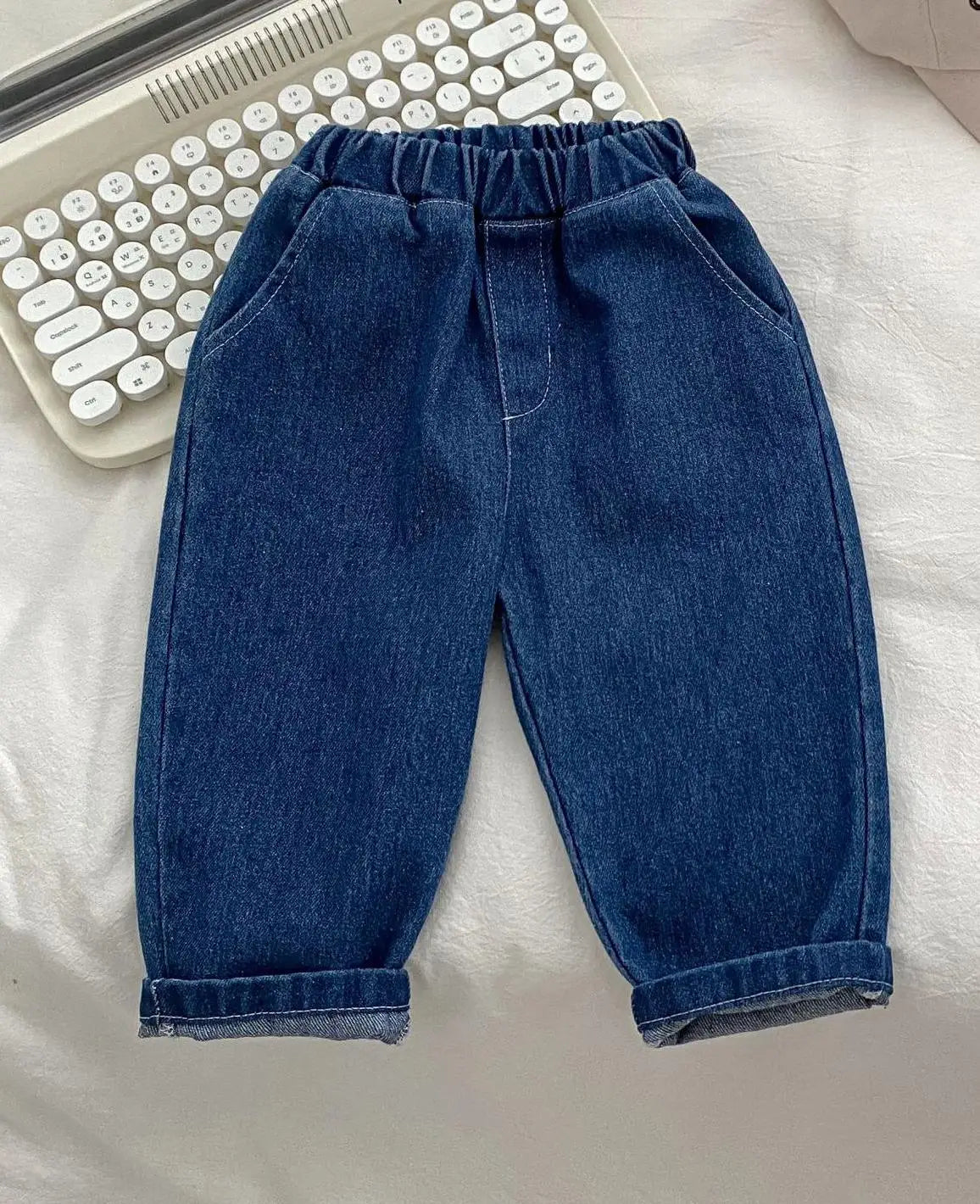 デニムパンツ Dark Blue / 9M 73CM キッズパンツ デニムパンツ ジーンズ シンプルベーシック ルーズパンツ ジーパン 2カラー【mh0006362】