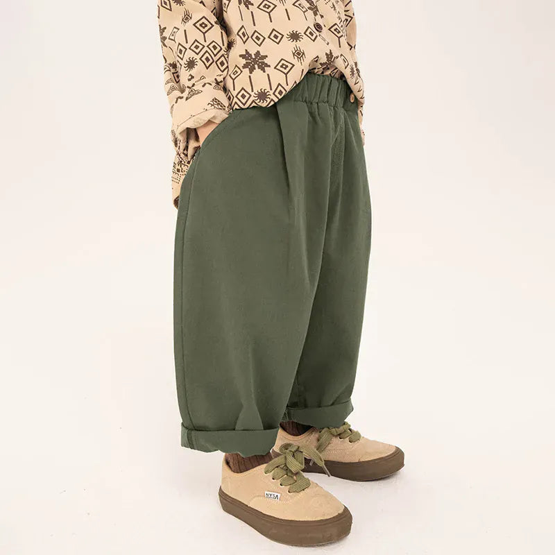ロングパンツ・スウェットパンツ Dark Green / 2T 90cm キッズパンツ タックロングルーズワイドパンツ【mh0008820】