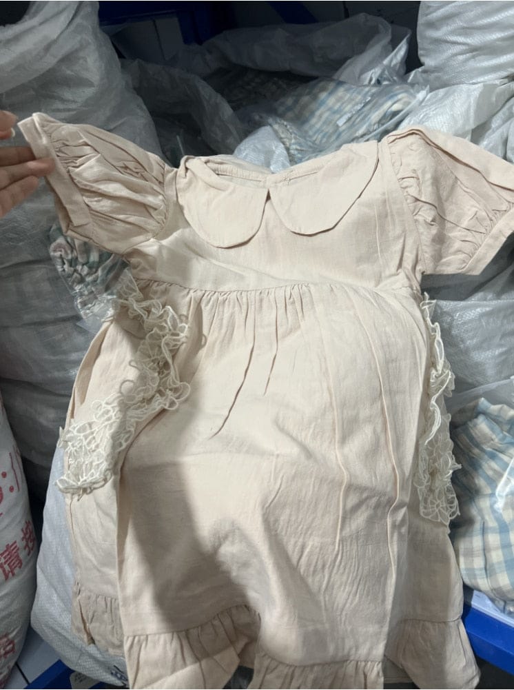 半袖ロンパース dress / 73cm ベビー キッズ レース フリル 丸襟 半袖 ロンパース ワンピース リンク 姉妹 お揃い コーデ ガールズ【mh0002622】