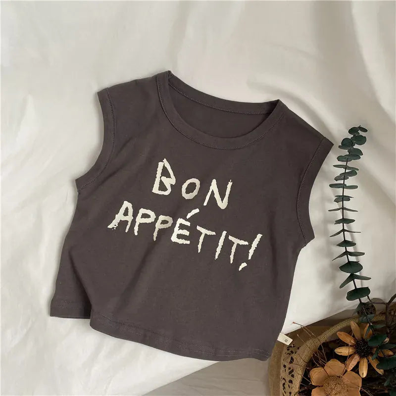 タンクトップ・キャミソール・ノースリーブトップス gray / 12M 80cm キッズトップス ノースリーブTシャツ タンクトップ レターロゴプリント 3カラー