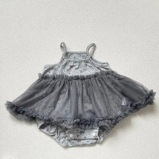 ノースリーブロンパース Gray / 3-6M 66cm ベビーロンパース キャミソール チュールスカートドッキングボディスーツ サマードレス【mh0005657】