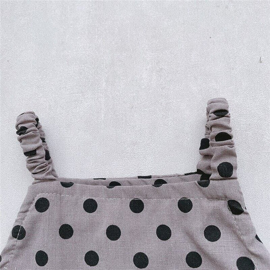 ノースリーブジャンプスーツ Gray / 80cm 【国内発送・送料無料】ベビージャンプスーツ ルーズ キャミソールロンパース オーバーオール 水玉ドット 80サイズ