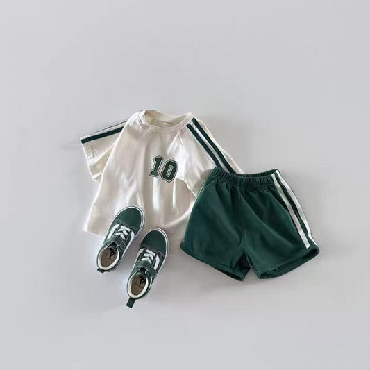 半袖セットアップ Green / 73cm 半袖Tシャツ+ショートパンツ スポーツセットアップ 2点セット【mh0010354】