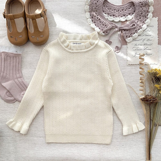 ニット・セーター Ivory / 80cm キッズ ニット フリル 長袖 トップス セーター カットソー