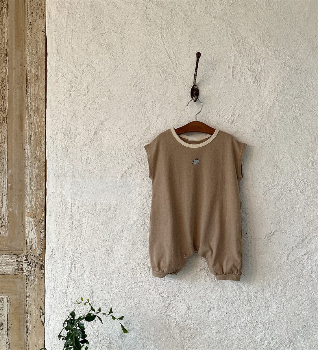 半袖ロンパース Khaki / 66cm ベビー くじら ホエール 半袖 ルーズ ジャンプスーツ ロンパース アプリコット カーキ ボーイズ 5834B