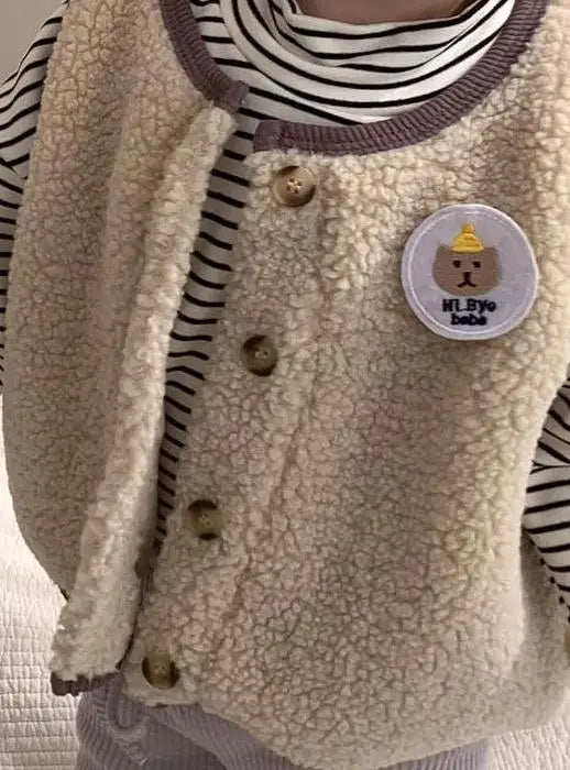 ベスト khaki / 6M 66cm ベビーベスト ボアフリースアウターベスト アニマルワッペン 2カラー ボーイズ 男の子 子供服