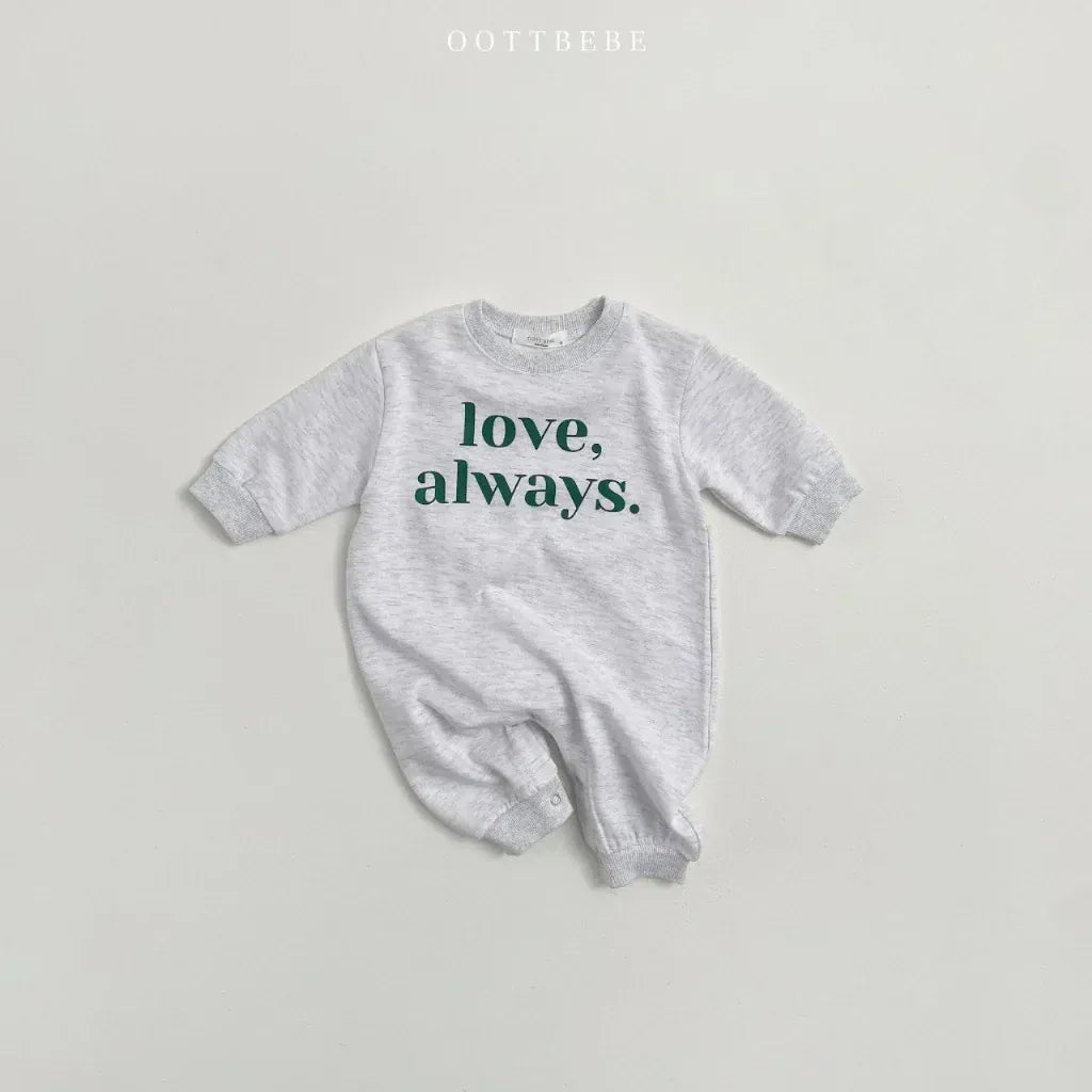 長袖ロンパース Light Gray / 6M 66CM ベビーロンパース レターロゴプリント長袖ジャンプスーツ【mh0008815】