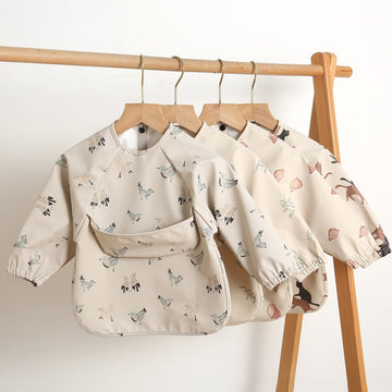 よだれかけ Long Sleeve PU Waterproof Bib 長袖 PU 防水 お食事エプロン【mh0012236】