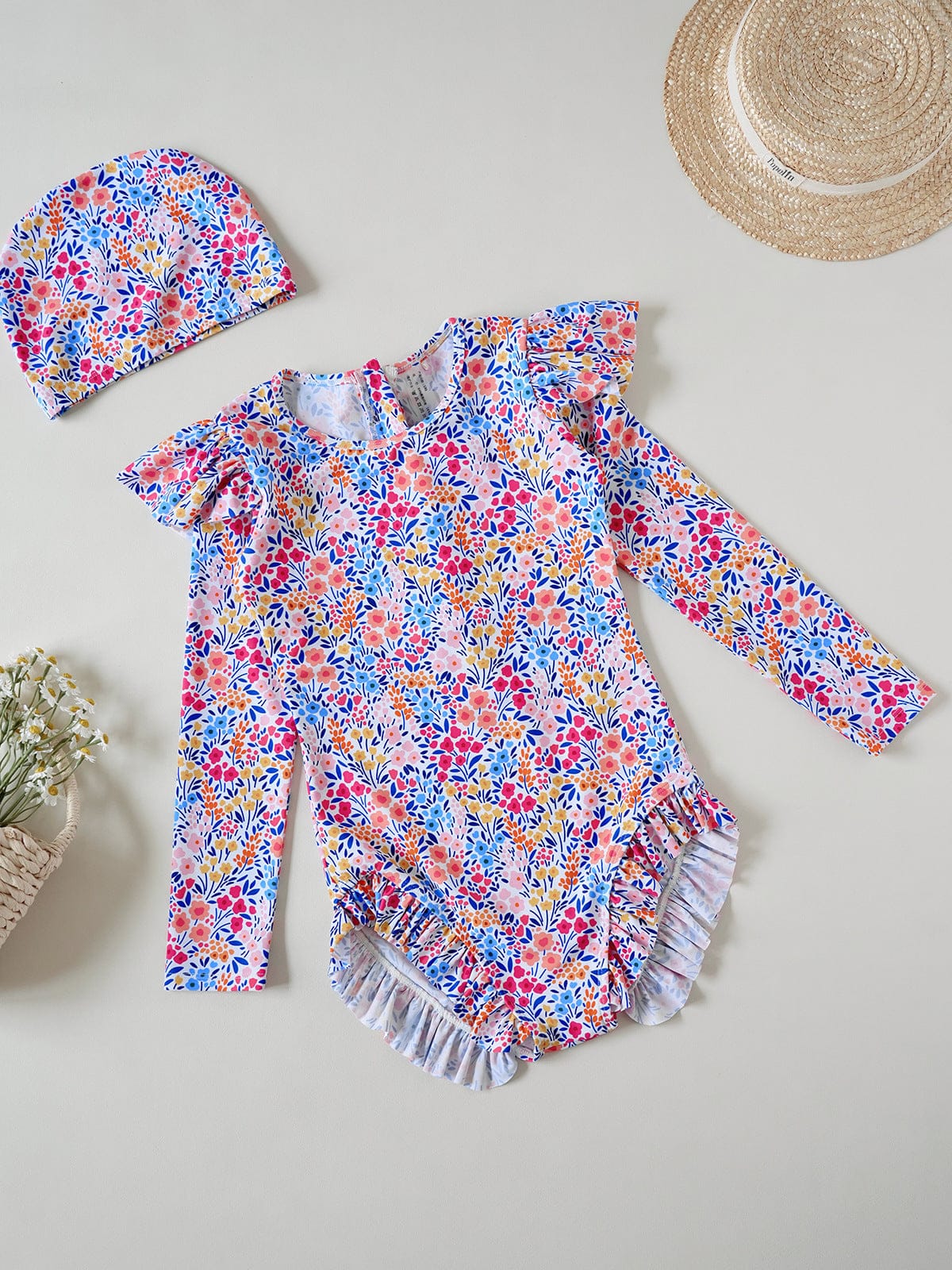 ベビー用水着 manor style / 140 ジュニアガールズ水着 長袖ワンピーススイムウェア ラッシュガード【mh0009333】