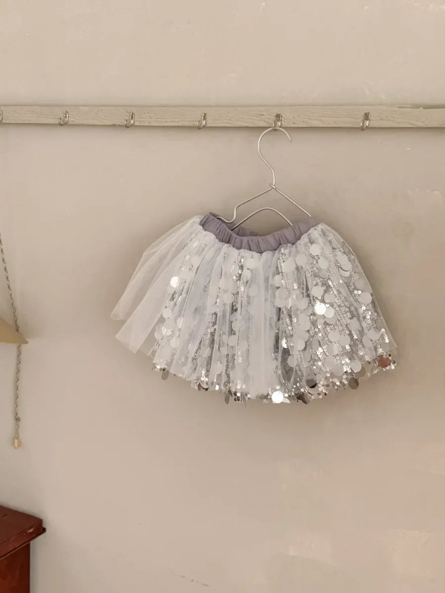 スカート キッズスカート スパンコールチュチュチュールパーティドレススカート【mh-0008635】