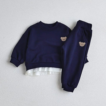 長袖セットアップ ベビー セットアップ くま ベア 刺繍 トレーナー スウェット パンツ【mh0000341】