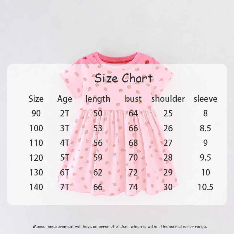 半袖ワンピース キッズワンピース 半袖プリントワンピース レディバグ てんとう虫 ピンク【mh0005497】