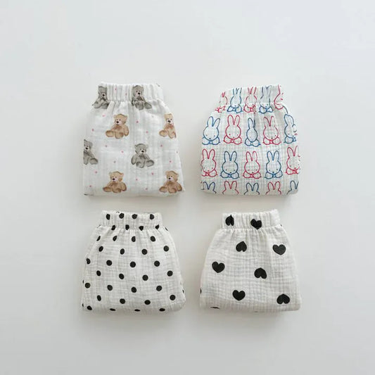 ロングパンツ・スウェットパンツ キッズパンツ サマーロングパンツ 薄手 ハート/ベアくま/カラフルうさぎ/水玉ドットプリント【mh0005515】