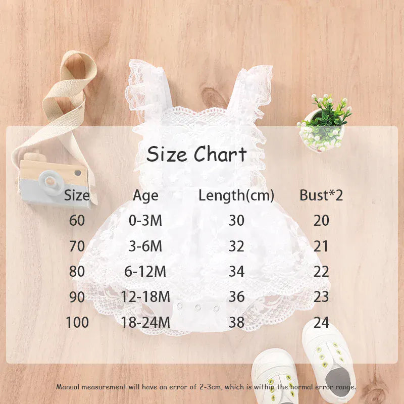 ノースリーブロンパース ベビーロンパース ノースリーブスカートボディスーツ ベビードレス レース刺繍 ベージュ【mh0005766】