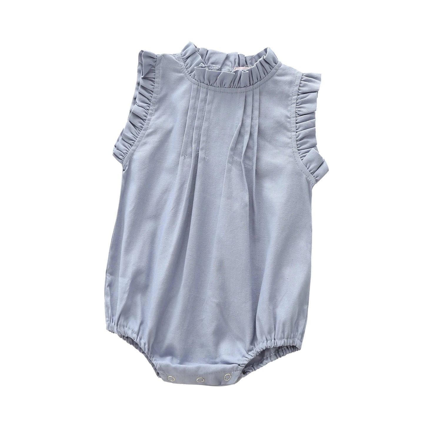ノースリーブロンパース ベビーロンパース コットンリネン フリルカラー ノースリーブボディスーツ【mh0005932】