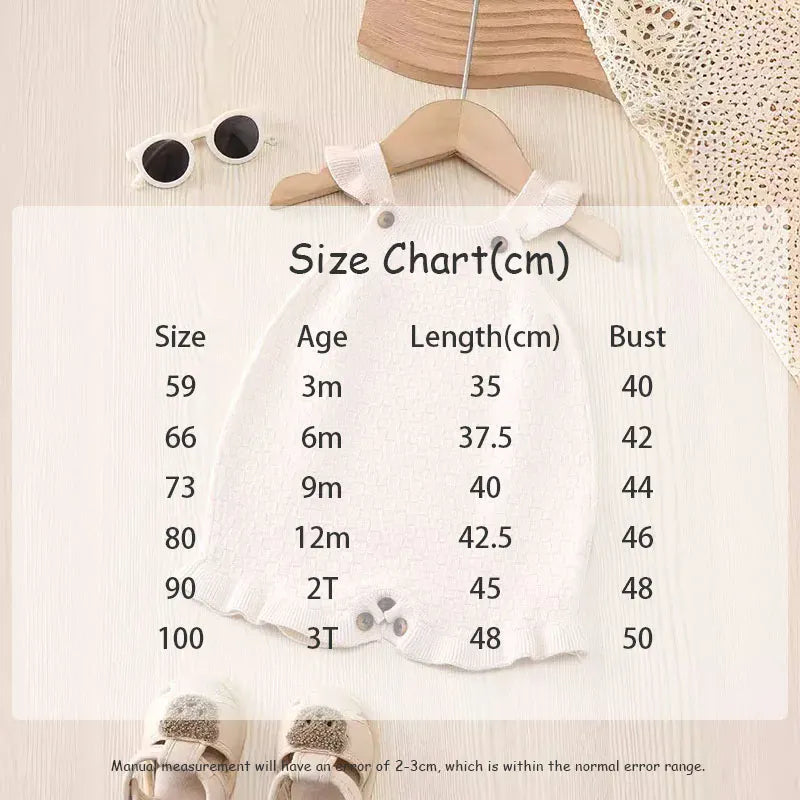 ノースリーブロンパース ベビーロンパース サスペンダージャンプスーツ ニット フリル ベージュ【mh0006472】