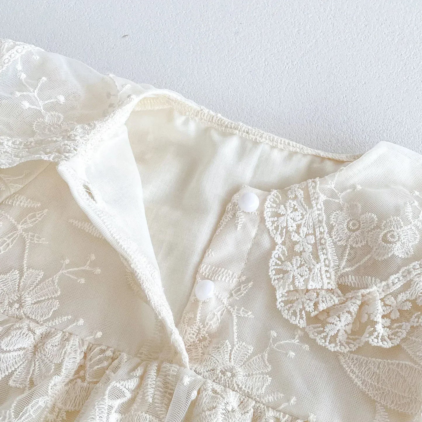 長袖ロンパース ベビーロンパース チュチュチュールレーススカートドッキング襟付き長袖ドレスボディスーツ【mh0007401】