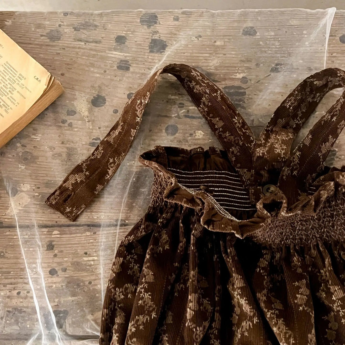 長袖セットアップ ベビートップス/パンツ スタンドフリルカラーリボン長袖チュニックブラウス/コーデュロイサスペンダーバルーンサロペットパンツ【mh0007463】